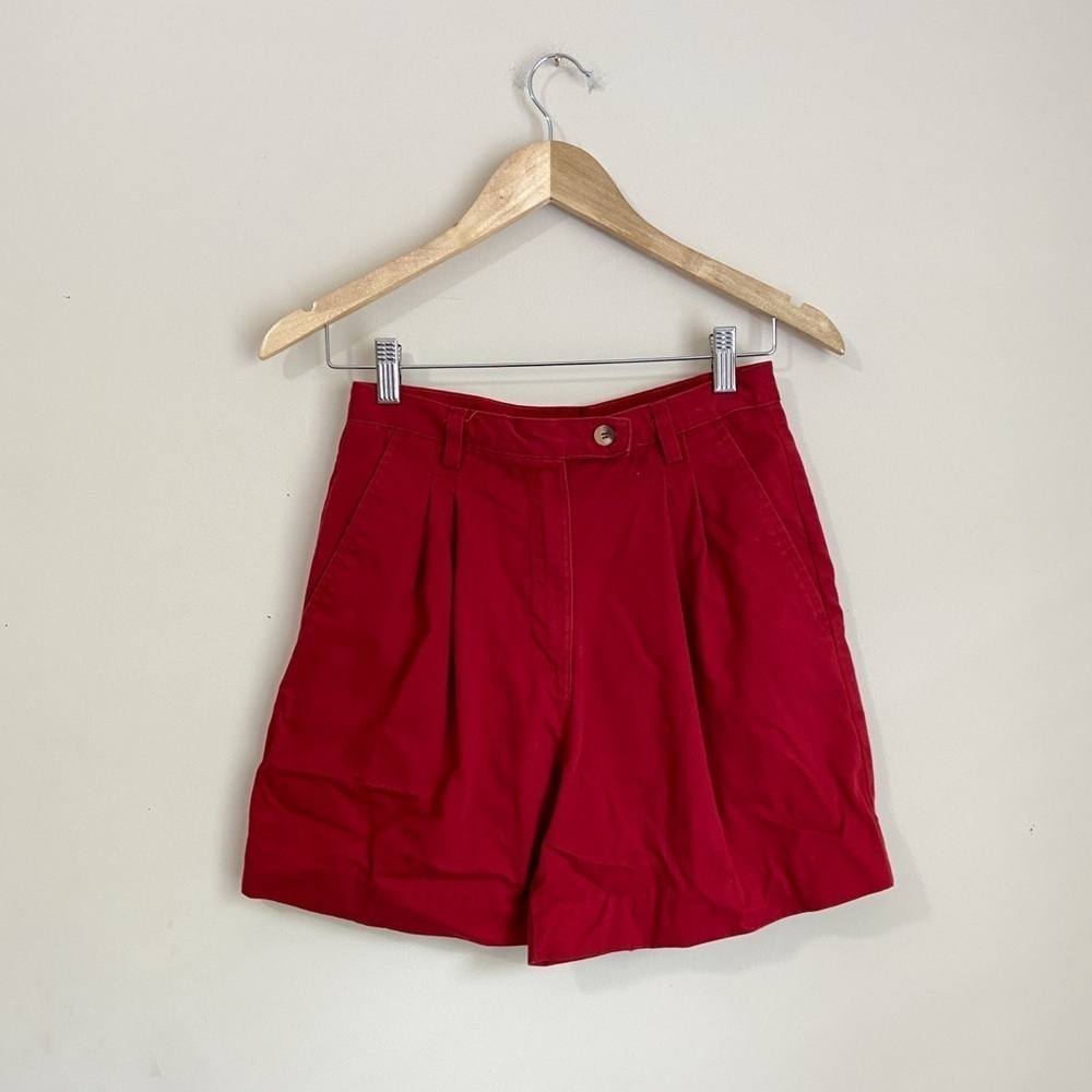 White Stag Red High Waisted Pleated Shorts